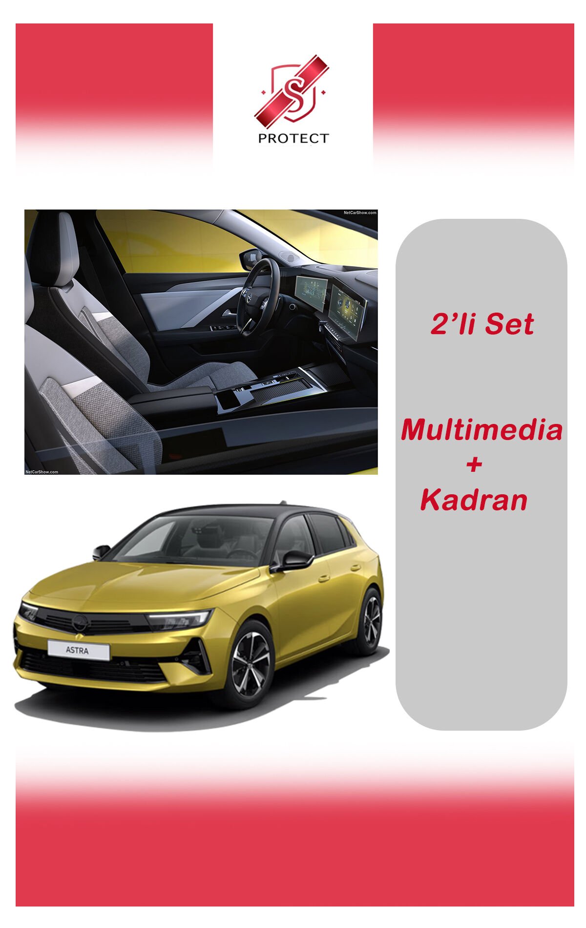 Opel Astra Set (Kadran + Multimedia) 9H Nano Ekran Koruyucu