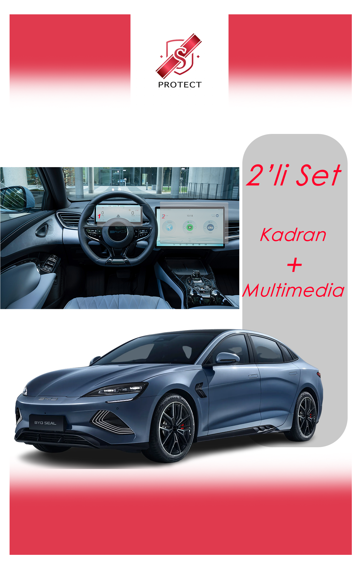 BYD SEAL Set ( Multimedia + Kadran ) 9H Nano Ekran Koruyucu