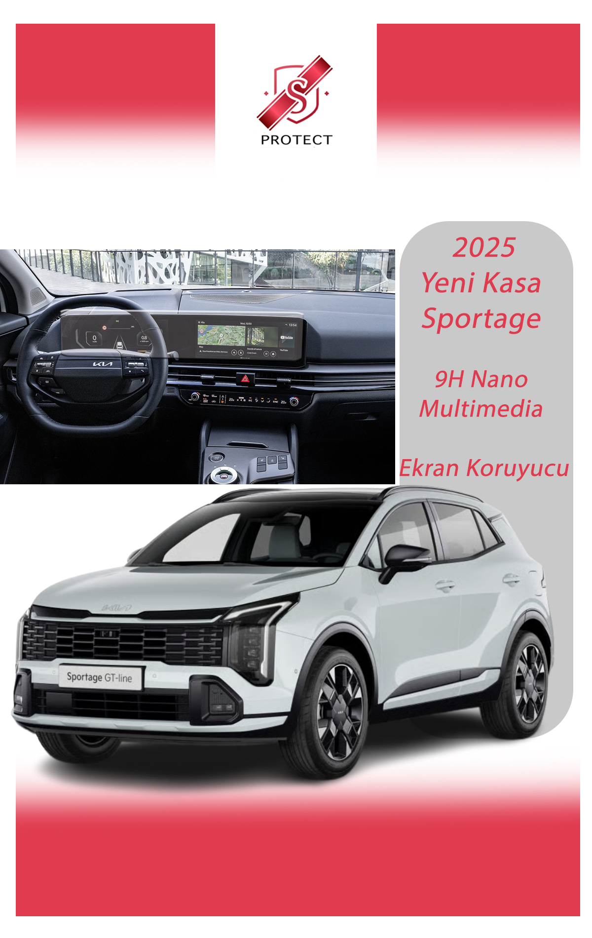KIA Sportage 2025 (Yeni Kasa) Multimedia 9H Nano Ekran Koruyucu
